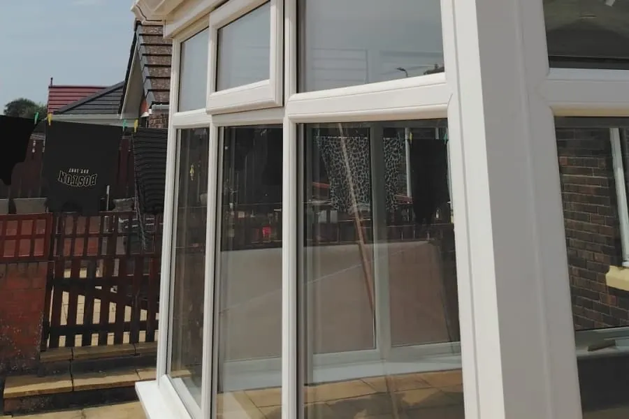New white fascias, soffits and guttering fitted along the roofline of a Southport property