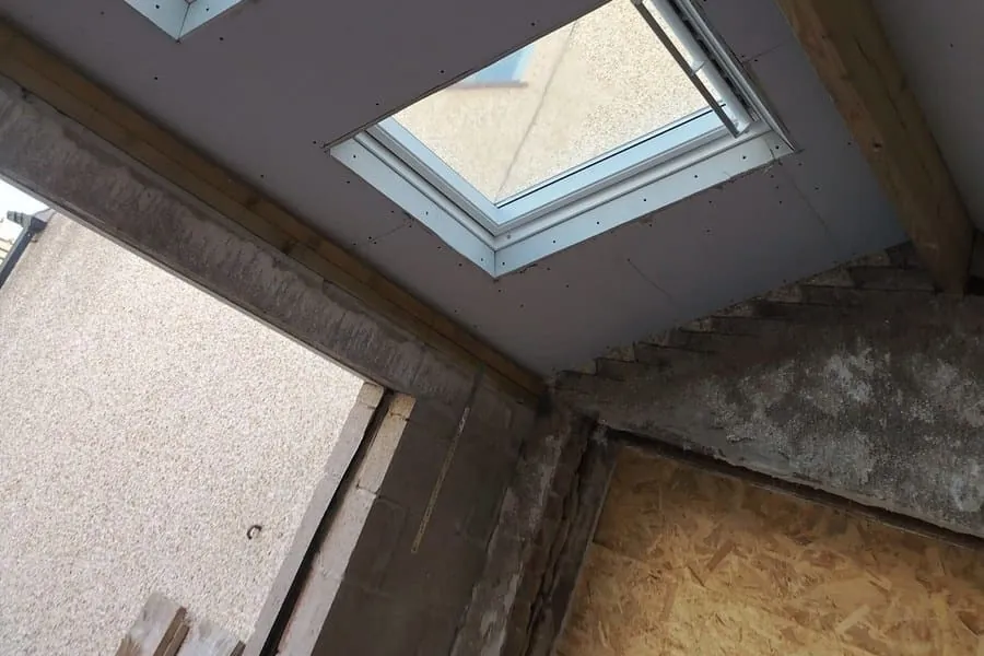 Roof windows fitted into a vaulted ceiling in a Southport home, seen from inside